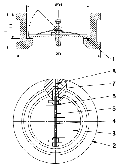 Клапан обратный двухстворчатый TAFLINE, серия TL77R-16D, ДУ600 — фото 1