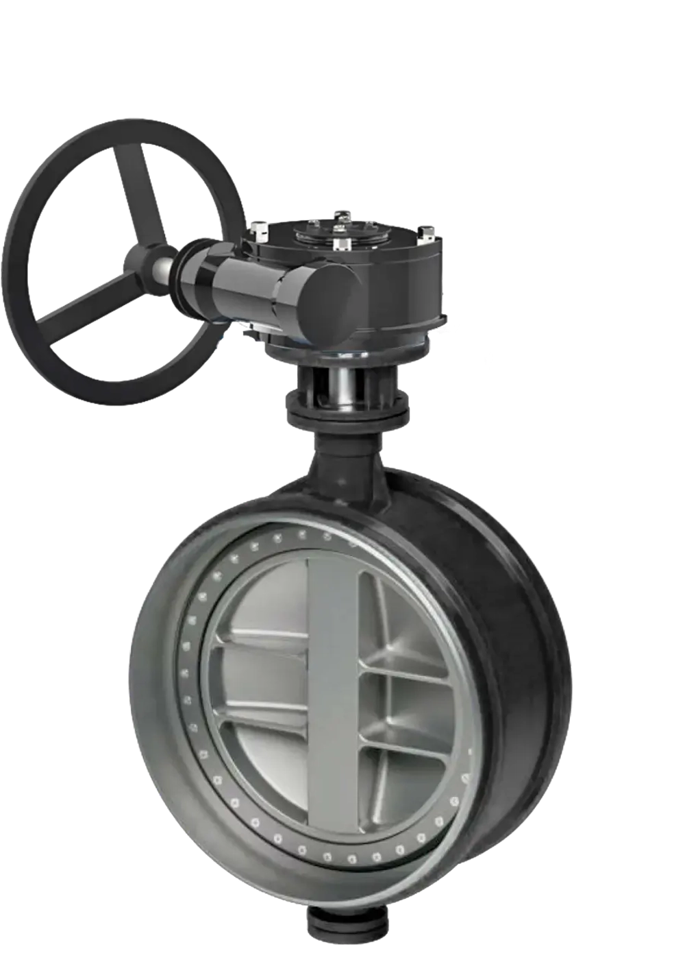 Затвор дисковый поворотный трехэксцентриковый Tafline TL63 под приварку, с редуктором, Ду1000 Ру25